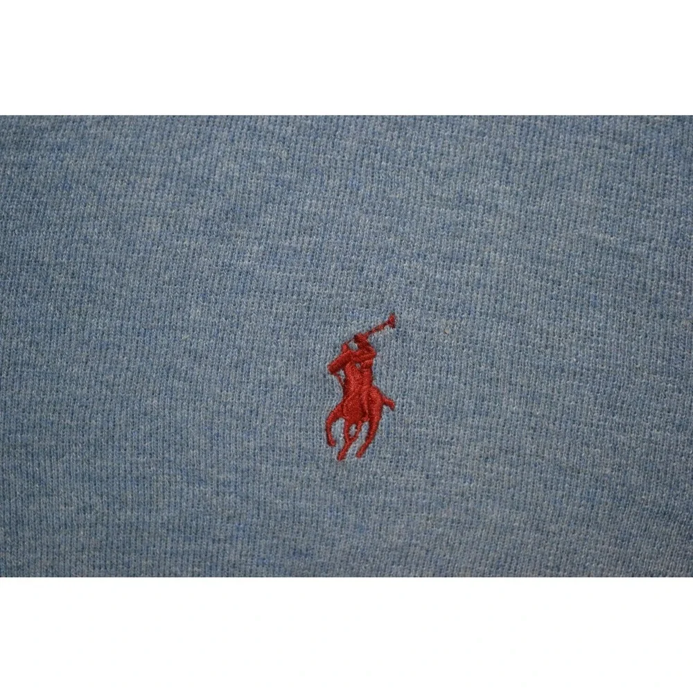 VTG Polo Ralph Lauren Sweater Mens L Blue‎ Pure Pima Cotton V Neck Knit Pullover
